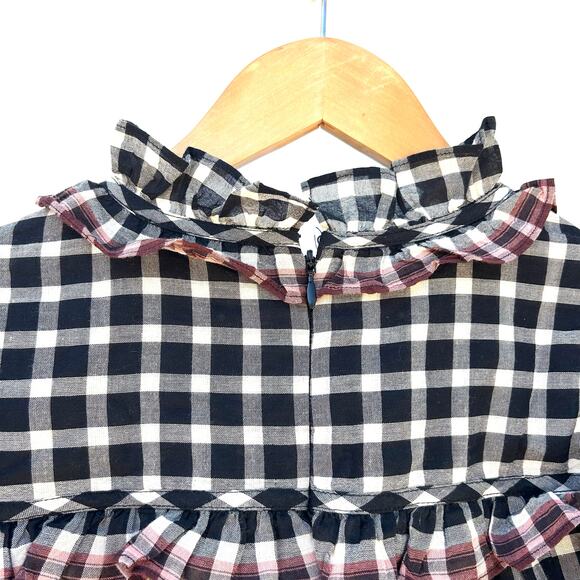 Ulla Johnson Elm Dress Checkered Plaid High Neck Twee 4 Mini Eclipse Long Sleeve - Picture 11 of 13